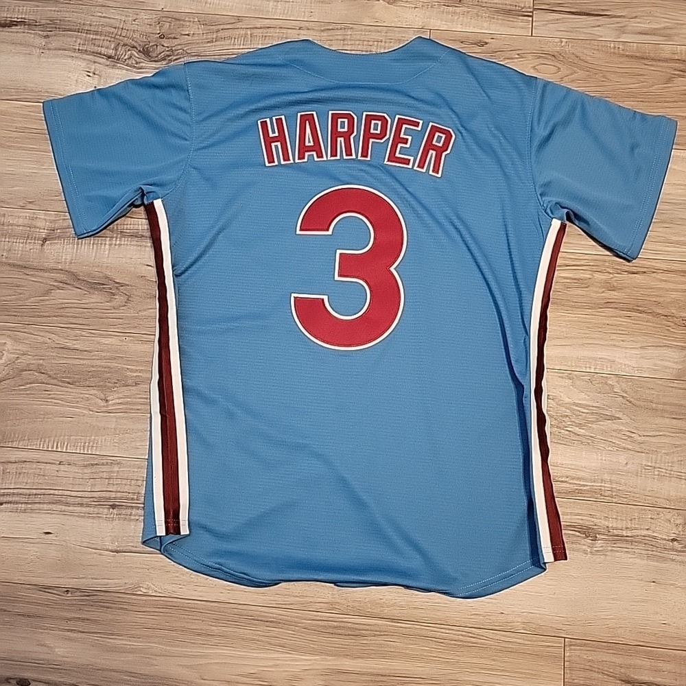 Philadelphia Phillies Bryce Harper Jersey Mens Medium Blue Nike